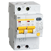 Выключатель автоматический дифференциального тока 2п C 16А 10мА тип AC 4.5кА АД-12 IEK MAD10-2-016-C-010